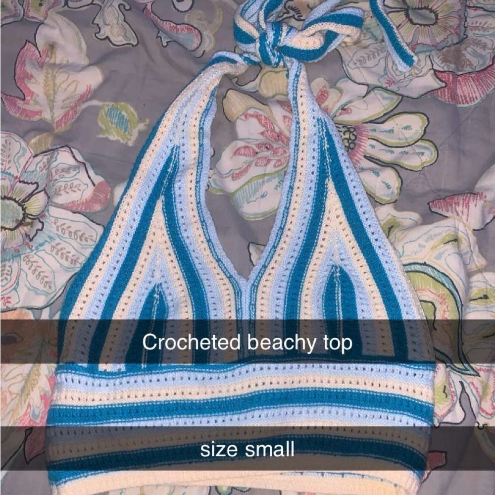Striped Crocheted Halter Top